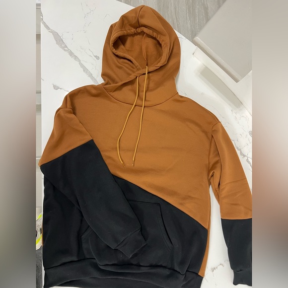 Womens SHEIN Colorblock hoodie size L, Camel and black color - Picture 1 of 3